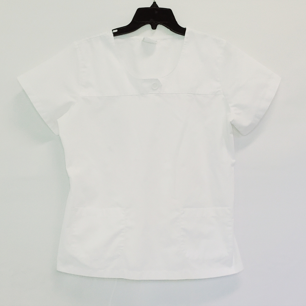 Peaches white short sleeve scrub top